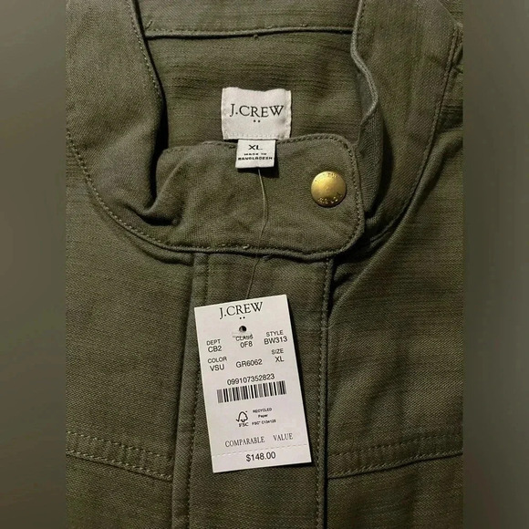 J Crew Utility Jacket Olive Green NWT Women’s Size XL Cotton Blend Zip Up - Picture 5 of 12